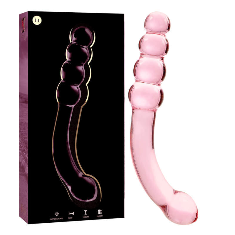 MODELLO 14 DILDO IN VETRO BOROSILICATO ROSA 18.5 CM O 3 CM - CHARME VIBE