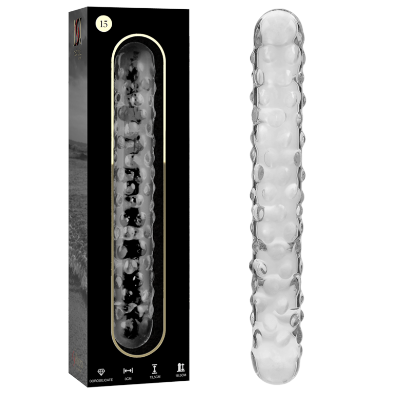 MODELLO 15 DILDO IN VETRO BOROSILICATO TRASPARENTE 18.5 CM O 3 CM - CHARME VIBE