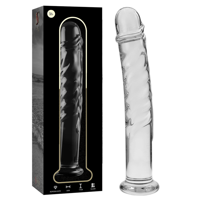 MODELLO 16 DILDO IN VETRO BOROSILICATO TRASPARENTE 18.5 CM O 3 CM - CHARME VIBE