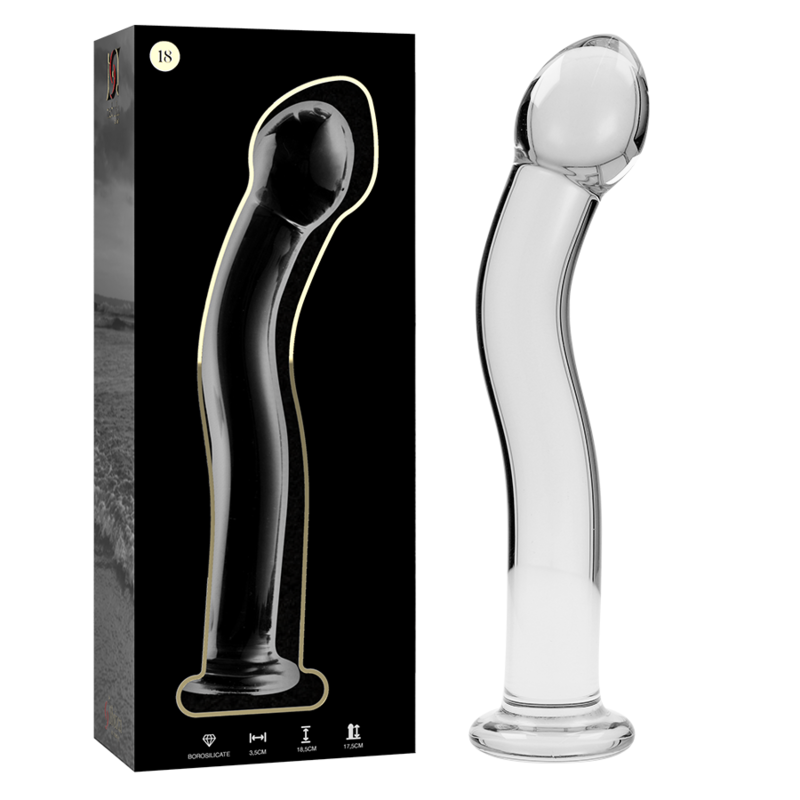 MODELLO 18 DILDO IN VETRO BOROSILICATO TRASPARENTE 18.5 CM O 3.5 CM - CHARME VIBE