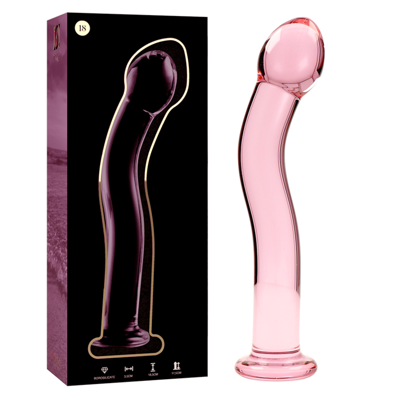 MODELLO 18 DILDO IN VETRO BOROSILICATO ROSA 18.5 CM O 3.5 CM - CHARME VIBE