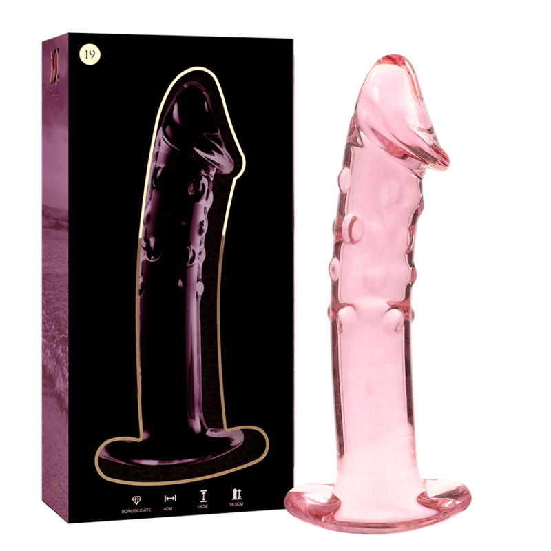 MODELLO 19 DILDO IN VETRO BOROSILICATO ROSA 18.5 CM O 4 CM - CHARME VIBE