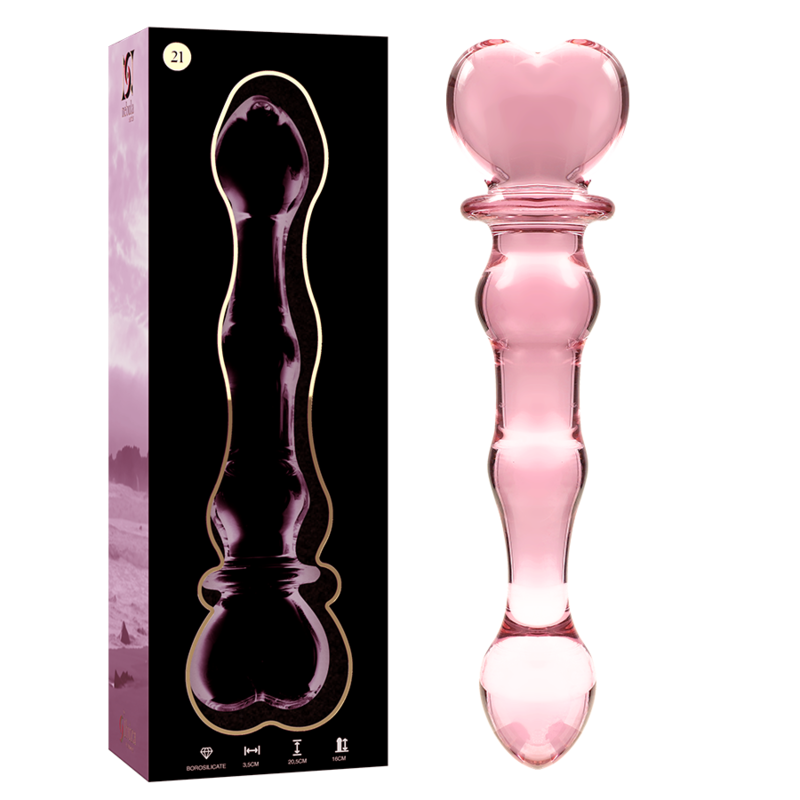 MODELLO 21 DILDO IN VETRO BOROSILICATO ROSA 20.5 CM O 3.5 CM - CHARME VIBE