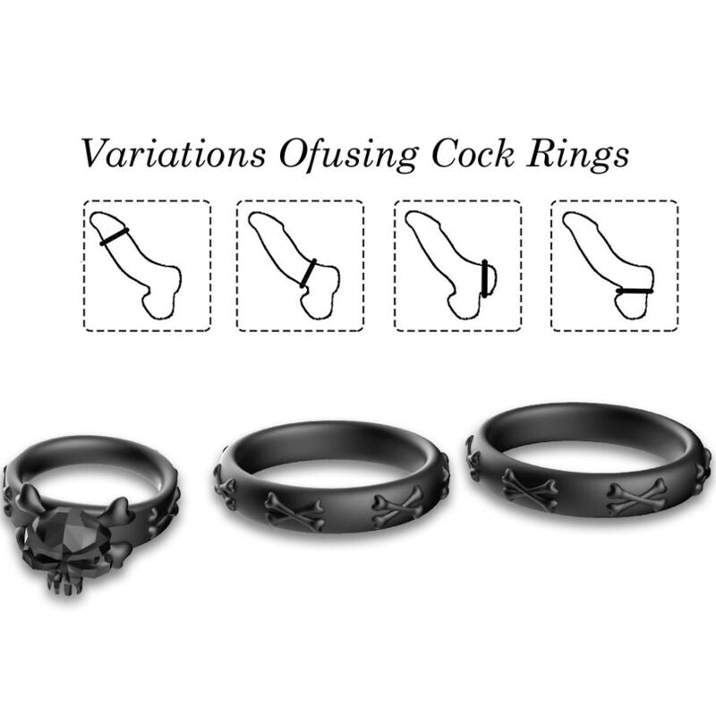 ANELLI CALAVERA SILICONE NERO - CHARME VIBE