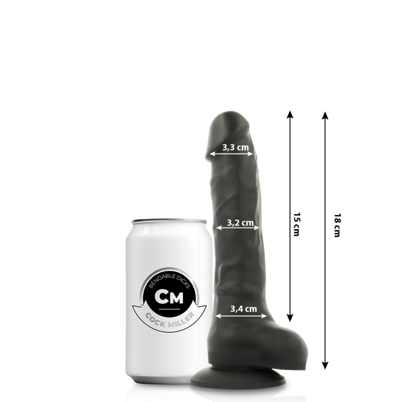COCKSIL IN SILICONE DENSIT ARTICOLABILE NERO 18 CM - CHARME VIBE