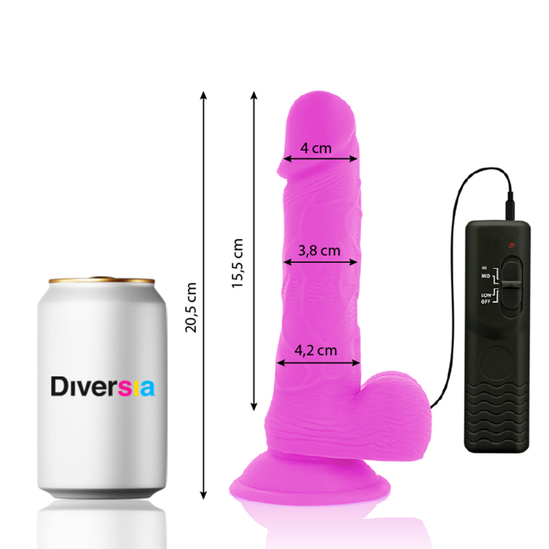 DILDO VIBRANTE FLESSIBILE VIOLA 20.5 CM O 4.2 CM - CHARME VIBE