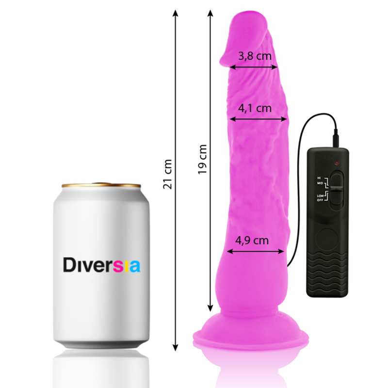 DILDO VIBRANTE FLESSIBILE VIOLA 21 CM O 4.9 CM - CHARME VIBE