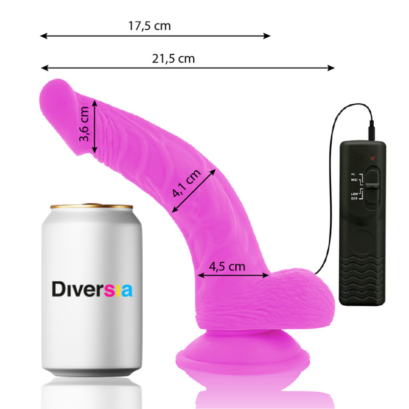 DILDO VIBRANTE FLESSIBILE VIOLA 21.5 CM O 4.5 CM - CHARME VIBE
