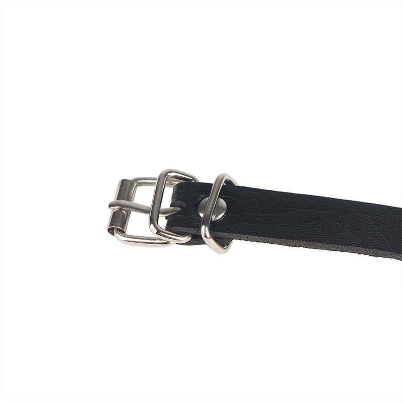 ANELLO IN PELLE CATENA CINTURA NERA TAGLIA UNICA