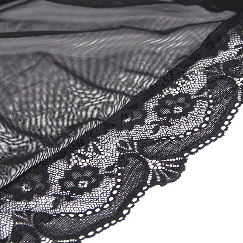VESTAGLIA IN TESSUTO TRASPARENTE CON DETTAGLI IN PIZZO NERO L/XL - CHARME VIBE