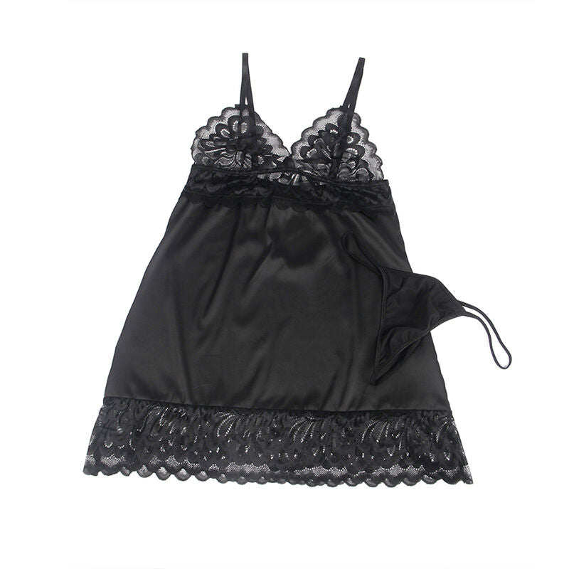 BABYDOLL CON PETTO STAMPA FLOREALE NERO S/M - CHARME VIBE