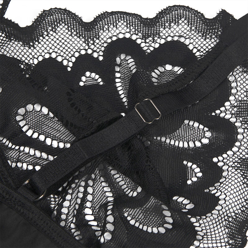 BABYDOLL CON PETTO STAMPA FLOREALE NERO S/M - CHARME VIBE