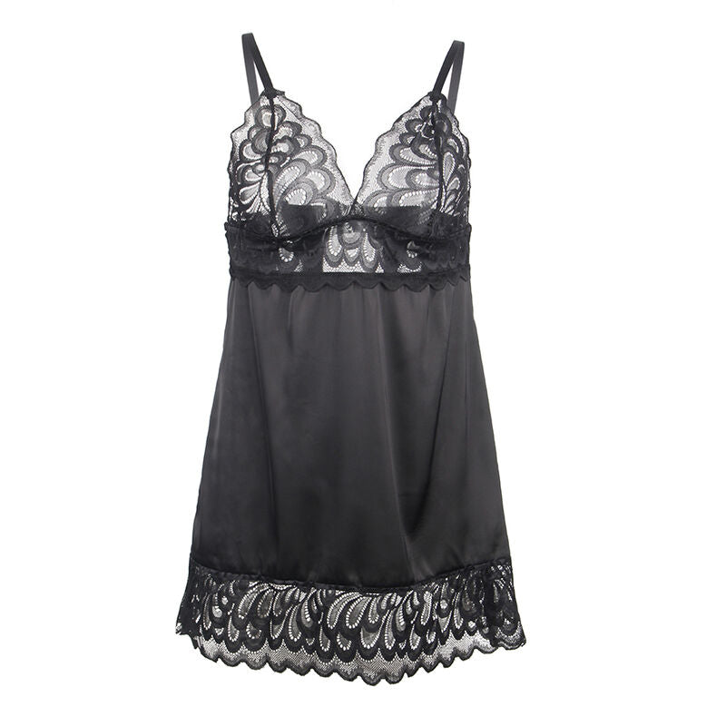 BABYDOLL CON PETTO STAMPA FLOREALE NERO S/M - CHARME VIBE
