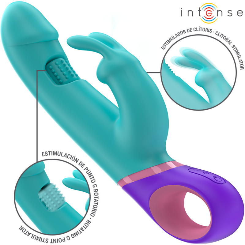 VIBRATORE RABBIT CON STIMOLATORE G-SPOT ROTANTE BLU