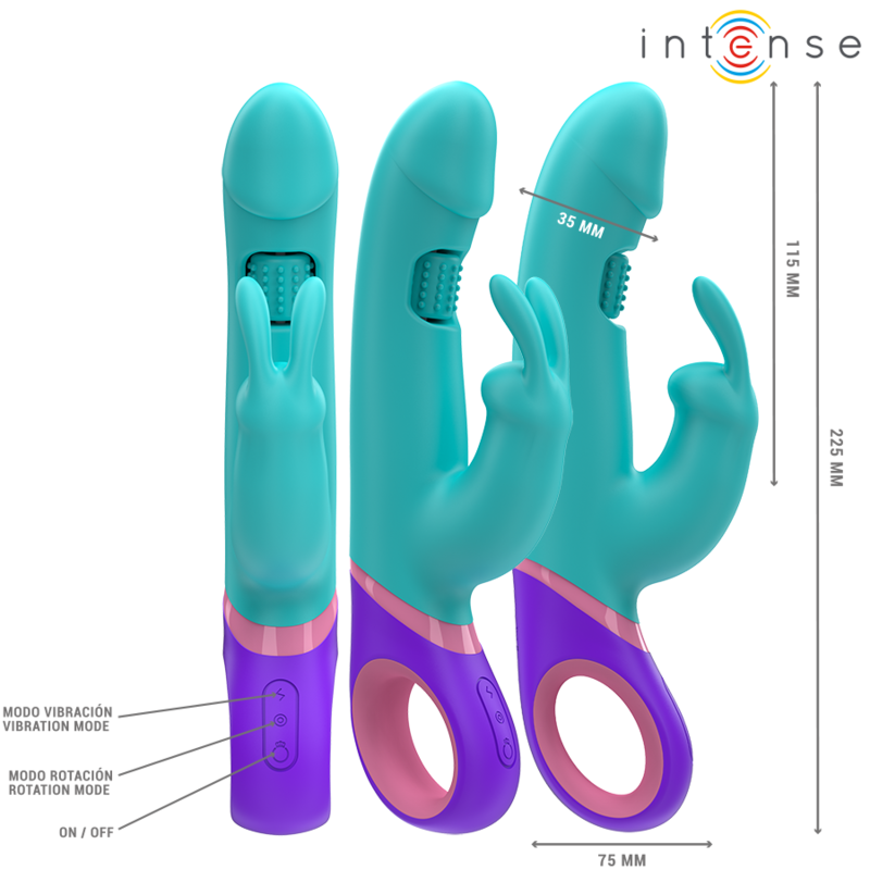 VIBRATORE RABBIT CON STIMOLATORE G-SPOT ROTANTE BLU