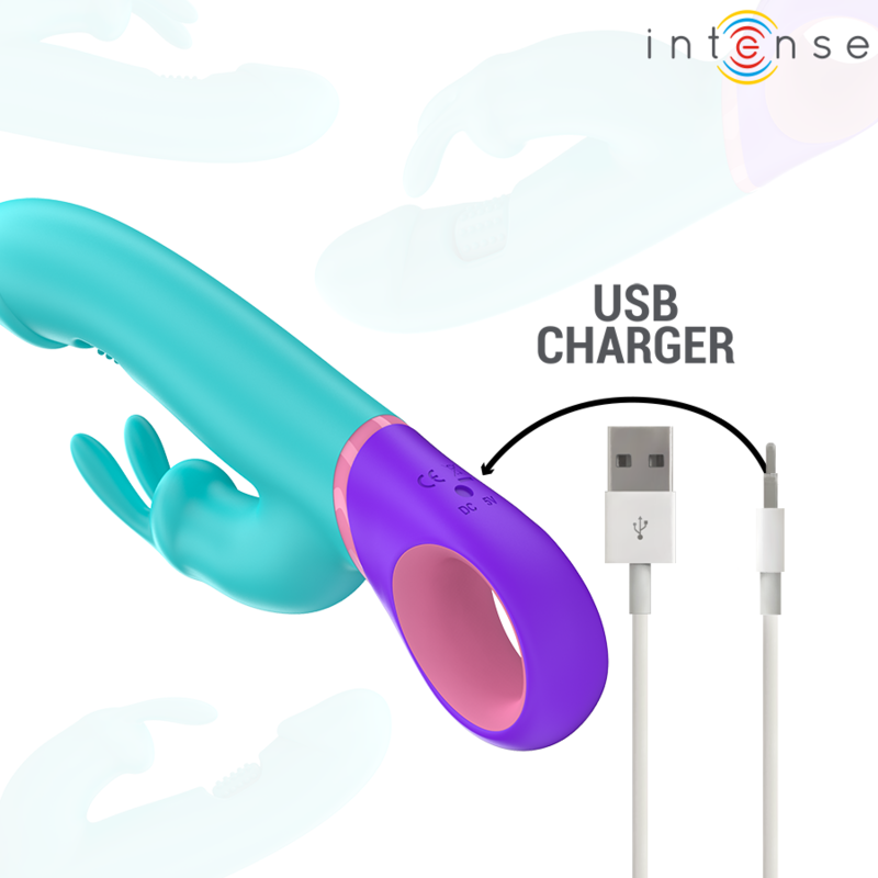 VIBRATORE RABBIT CON STIMOLATORE G-SPOT ROTANTE BLU