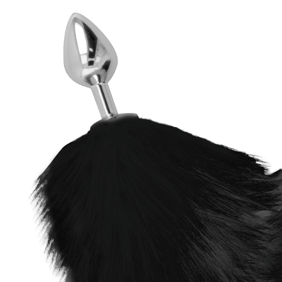 PLUG ANALE ARGENTO 8 CM CON CODA NERA - CHARME VIBE