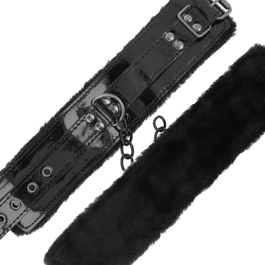 MANETTE NERE REGOLABILI IN PELLE CON LUCCHETTO - CHARME VIBE