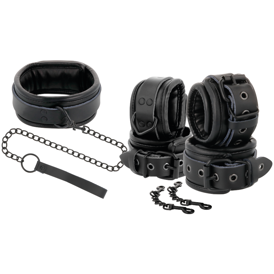 MANETTE E COLLETTO IN PELLE NERA - CHARME VIBE