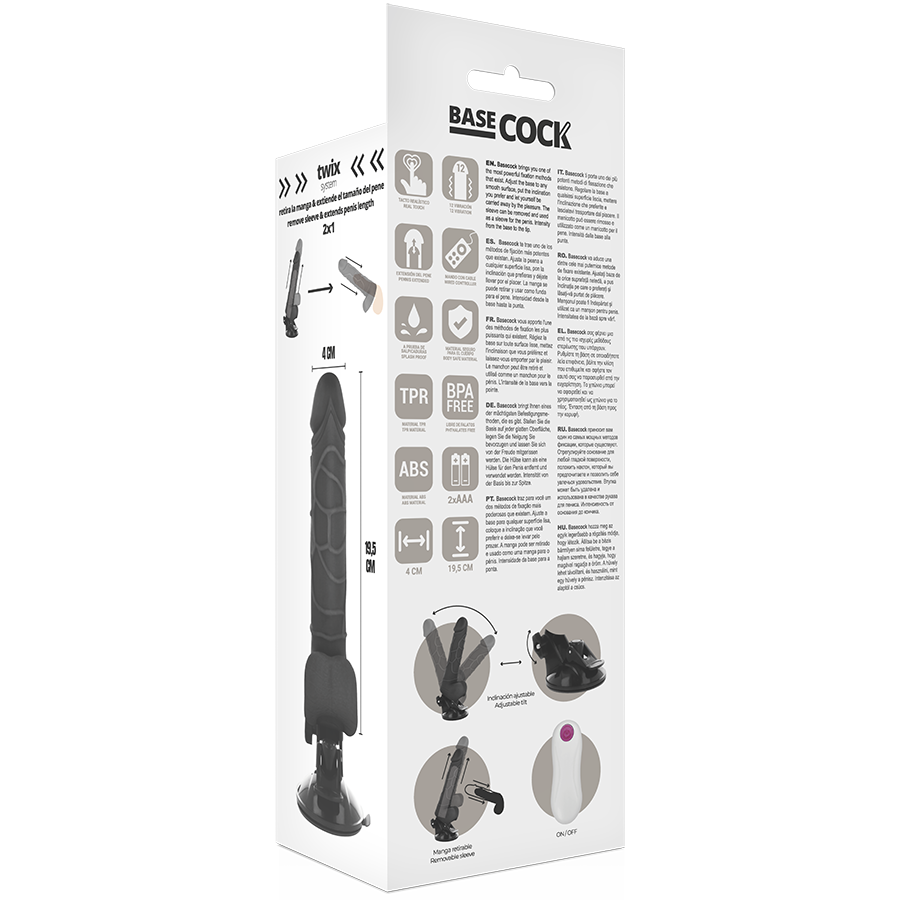 VIBRATORE REALISTICO TELECOMANDO NERO CON TESTICOLI 19.5 CM O 4 CM - CHARME VIBE