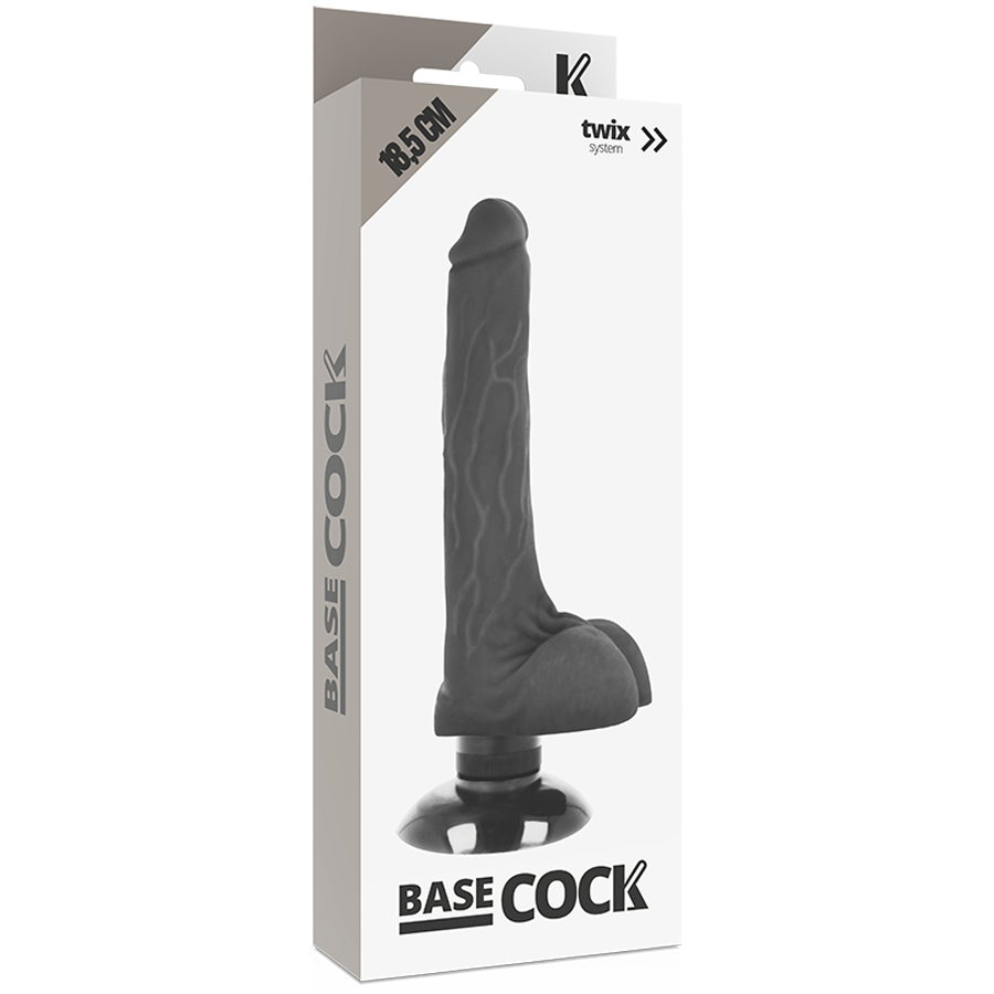 VIBRATORE REALISTICO BASECOCK 2-1 NERO 18.5 CM O 4 CM - CHARME VIBE