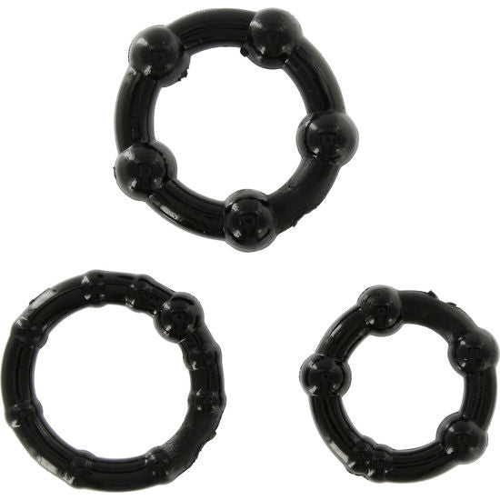 SET DI TRE ANELLI PER PENE NERI - CHARME VIBE
