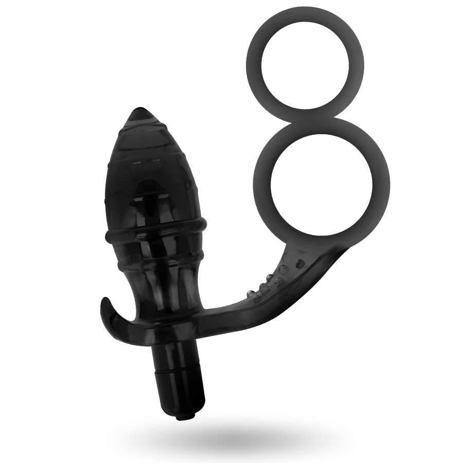 PLUG ANALE CON DOPPIO ANELLO NERO - CHARME VIBE