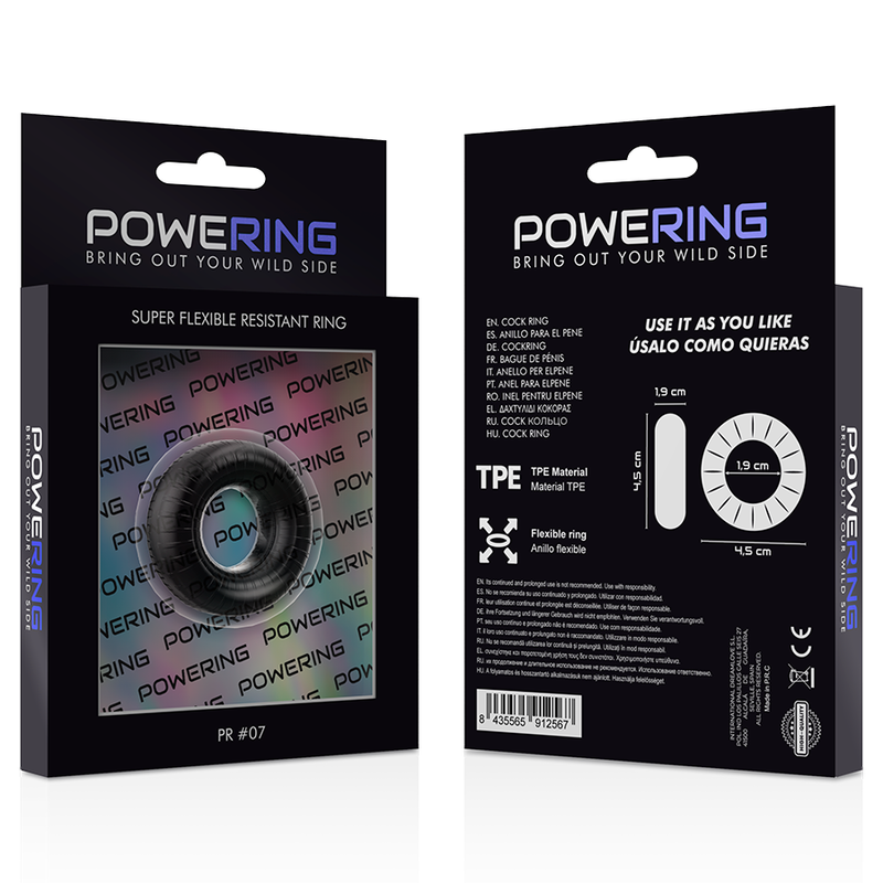 ANELLO PER PENE SUPER FLESSIBILE E RESISTENTE 4,5 CM PR07 NERO - CHARME VIBE