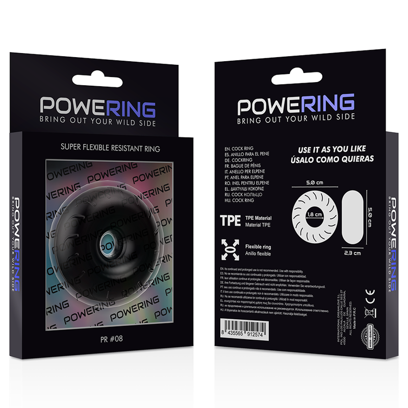 ANELLO PER PENE SUPER FLESSIBILE E RESISTENTE 5CM PR08 NERO - CHARME VIBE