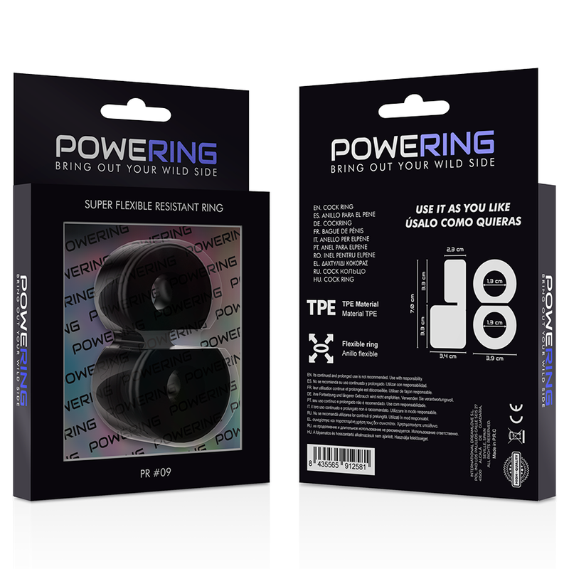 ANELLO PER DOPPIO PENE SUPER FLESSIBILE E RESISTENTE PR09 NERO - CHARME VIBE