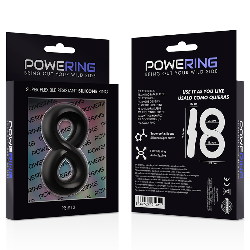 ANELLO PER PENE E TESTICOLI SUPER FLESSIBILE E RESISTENTE PR12 NERO - CHARME VIBE