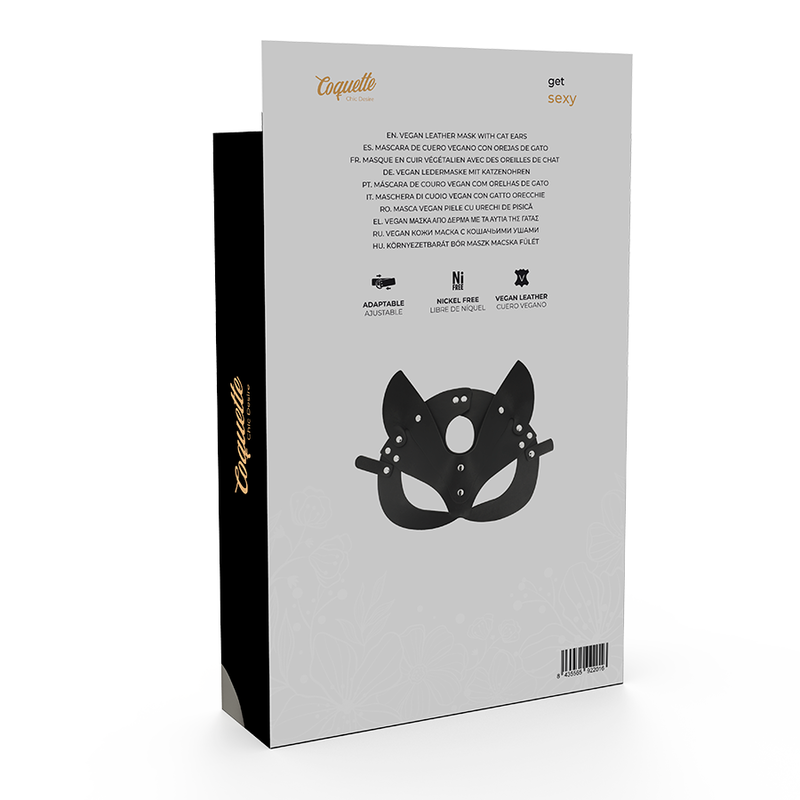 MASCHERA VEGANA IN PELLE CON ORECCHIE DI GATTO - CHARME VIBE