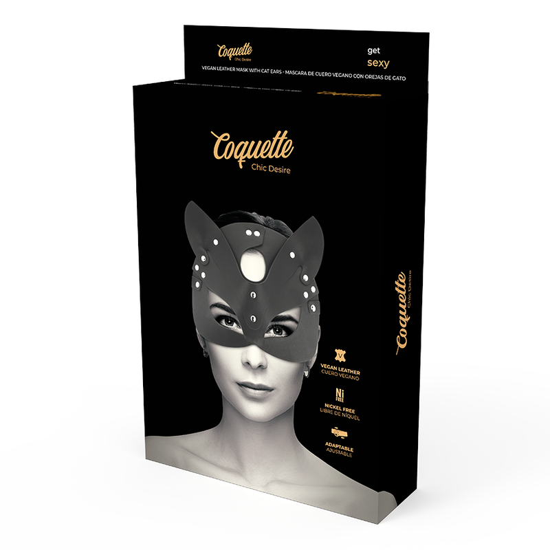 MASCHERA VEGANA IN PELLE CON ORECCHIE DI GATTO - CHARME VIBE
