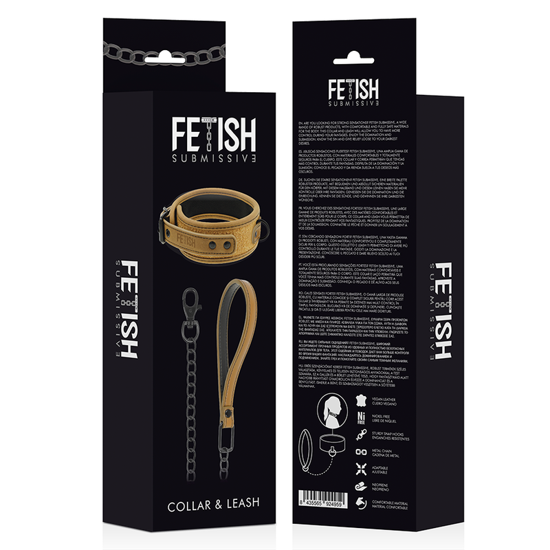 FETISH SUBMISSIVE ORIGEN - COLLANA FODERATA IN NEOPRENE CON CATENA - CHARME VIBE