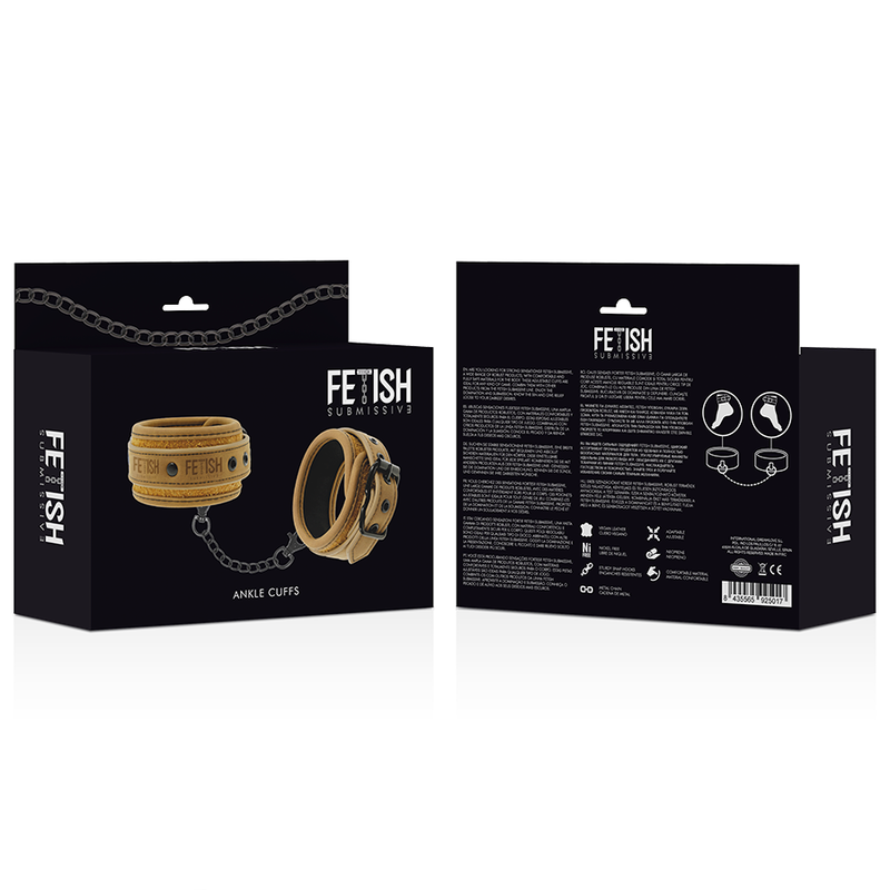 FETISH SUBMISSIVE ORIGEN - POLSINI ALLA CAVIGLIA IN PELLE VEGANA CON FODERA IN NEOPRENE - CHARME VIBE
