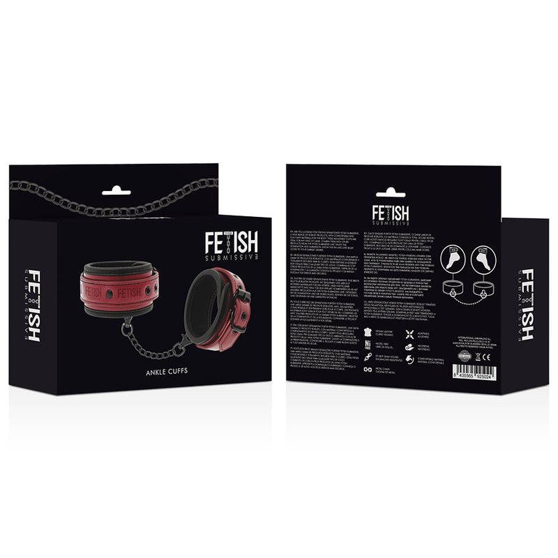 FETISH SUBMISSIVE DARK ROOM - MANETTE ALLA CAVIGLIA VEGAN IN PELLE CON FODERA IN NEOPRENE - CHARME VIBE