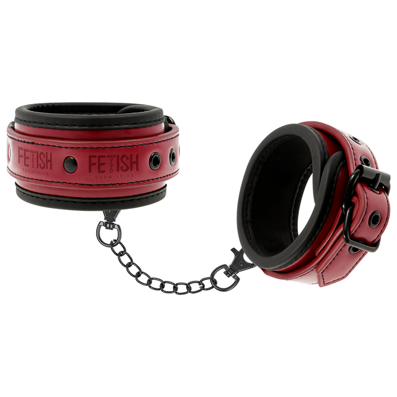 FETISH SUBMISSIVE DARK ROOM - MANETTE ALLA CAVIGLIA VEGAN IN PELLE CON FODERA IN NEOPRENE - CHARME VIBE