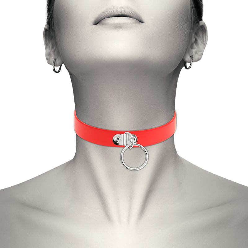 COLLANA IN PELLE VEGANA ROSSA ACCESSORIO FETISH DONNA - CHARME VIBE