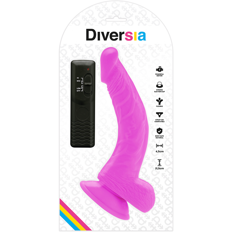 DILDO VIBRANTE FLESSIBILE VIOLA 21.5 CM O 4.5 CM - CHARME VIBE