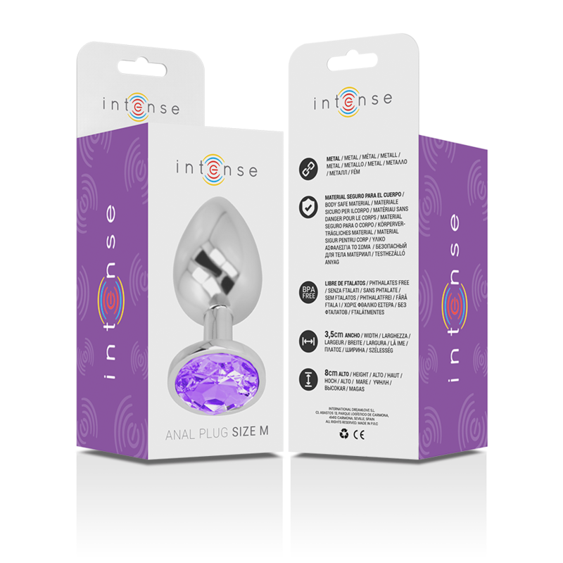 PLUG ANALE IN METALLO ALLUMINIO CON CRISTALLO VIOLA TAGLIA M - CHARME VIBE