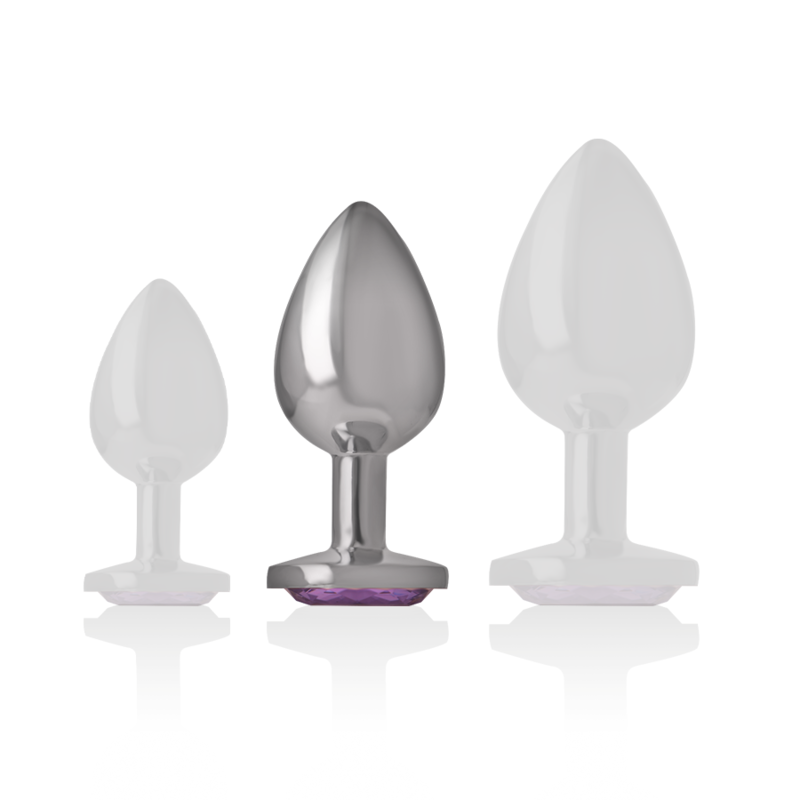 PLUG ANALE IN METALLO ALLUMINIO CON CRISTALLO VIOLA TAGLIA M - CHARME VIBE