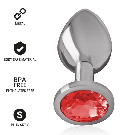 PLUG ANALE IN METALLO ALLUMINIO CON CRISTALLO ROSSO MISURA S - CHARME VIBE