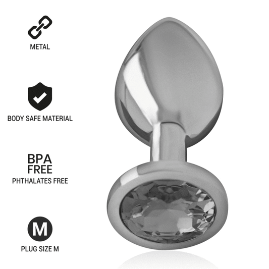 PLUG ANALE IN METALLO ALLUMINIO CON VETRO NERO TAGLIA M - CHARME VIBE