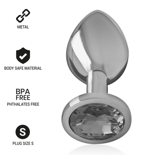 PLUG ANALE IN METALLO ALLUMINIO CON CRISTALLO NERO TAGLIA S - CHARME VIBE