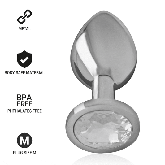 PLUG ANALE IN METALLO ALLUMINIO CON CRISTALLO ARGENTO TAGLIA M - CHARME VIBE