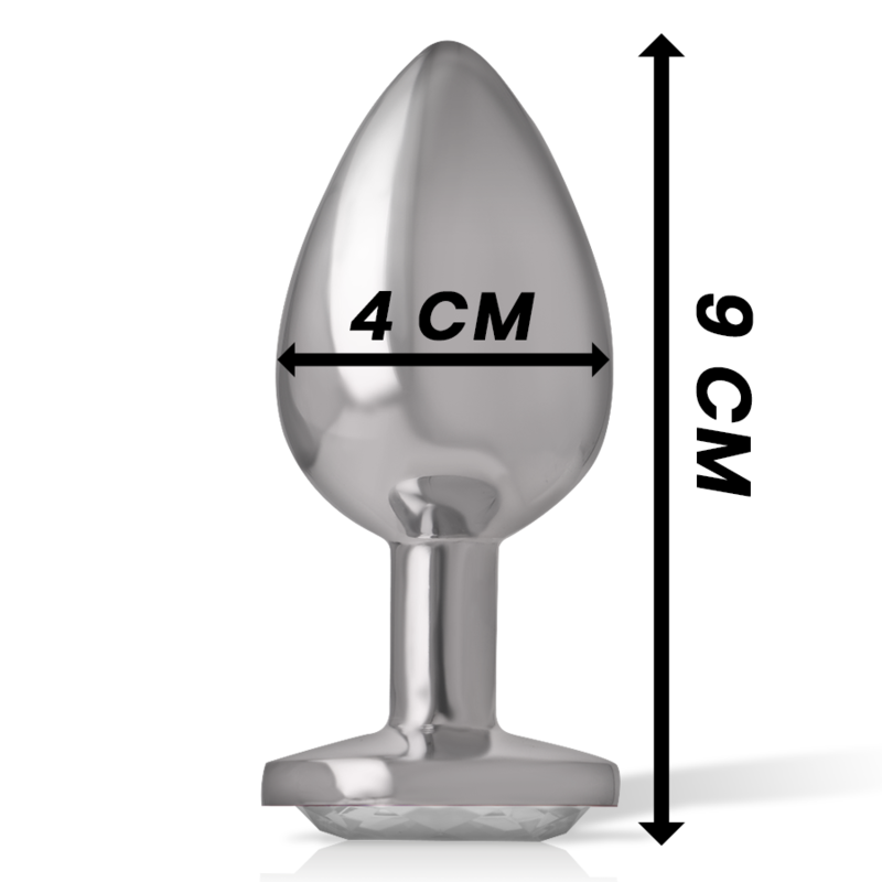 PLUG ANALE IN METALLO ALLUMINIO CON CRISTALLO ARGENTO MISURA L - CHARME VIBE