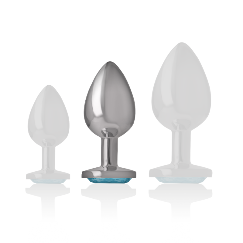 PLUG ANALE IN METALLO ALLUMINIO CON VETRO BLU TAGLIA M - CHARME VIBE