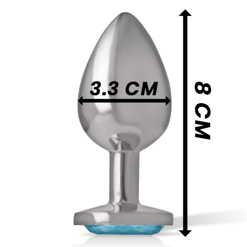 PLUG ANALE IN METALLO ALLUMINIO CON VETRO BLU TAGLIA M - CHARME VIBE