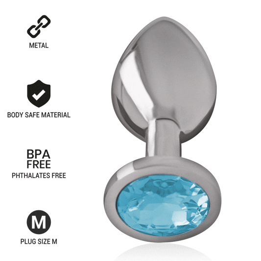 PLUG ANALE IN METALLO ALLUMINIO CON VETRO BLU TAGLIA M - CHARME VIBE