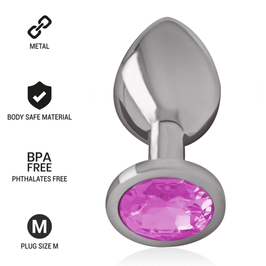PLUG ANALE IN METALLO ALLUMINIO CON CRISTALLO ROSA TAGLIA M - CHARME VIBE
